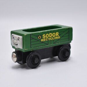 Thomas the Train Recycling Car Tender Wooden Railway Tank Engine Sodor Green